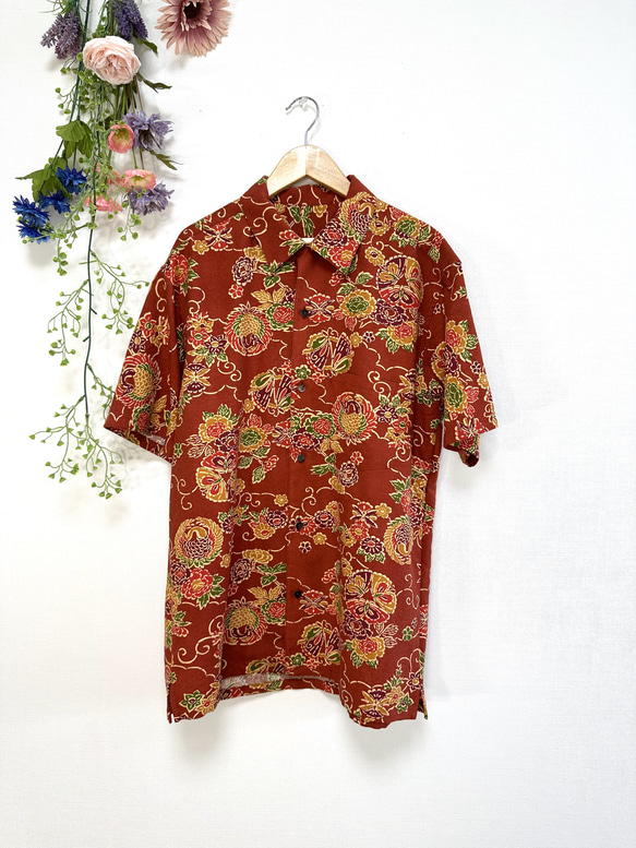 型染めの紬着物→メンズアロハシャツになりました〜 