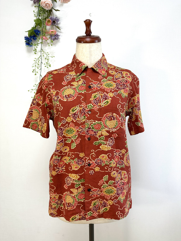 型染めの紬着物→メンズアロハシャツになりました〜 