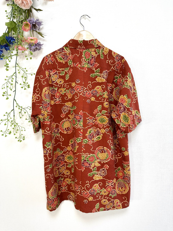 型染めの紬着物→メンズアロハシャツになりました〜 