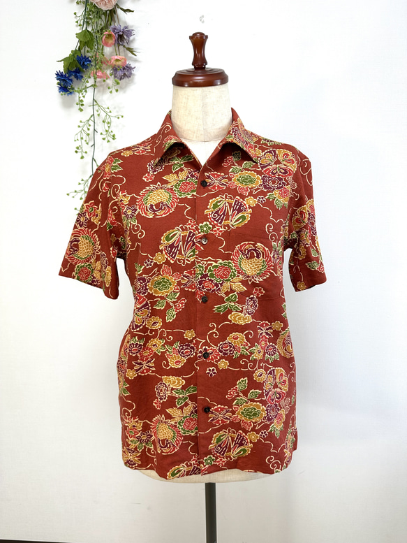 型染めの紬着物→メンズアロハシャツになりました〜 