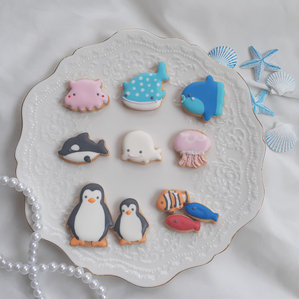 【誕生日　記念日に】人魚姫と海の仲間たち　アイシングクッキーセット 4枚目の画像