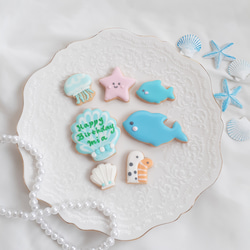 【誕生日　記念日に】人魚姫と海の仲間たち　アイシングクッキーセット 7枚目の画像