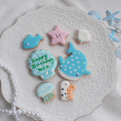 【誕生日　記念日に】人魚姫と海の仲間たち　アイシングクッキーセット 6枚目の画像
