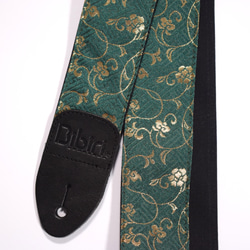 和柄ギターストラップ 扇柄 / 青-黒 京都 西陣織 金襴生地使用 新品 和柄ギターストラップ 扇柄 / 青-黒 京都 西陣織 金襴生地使用