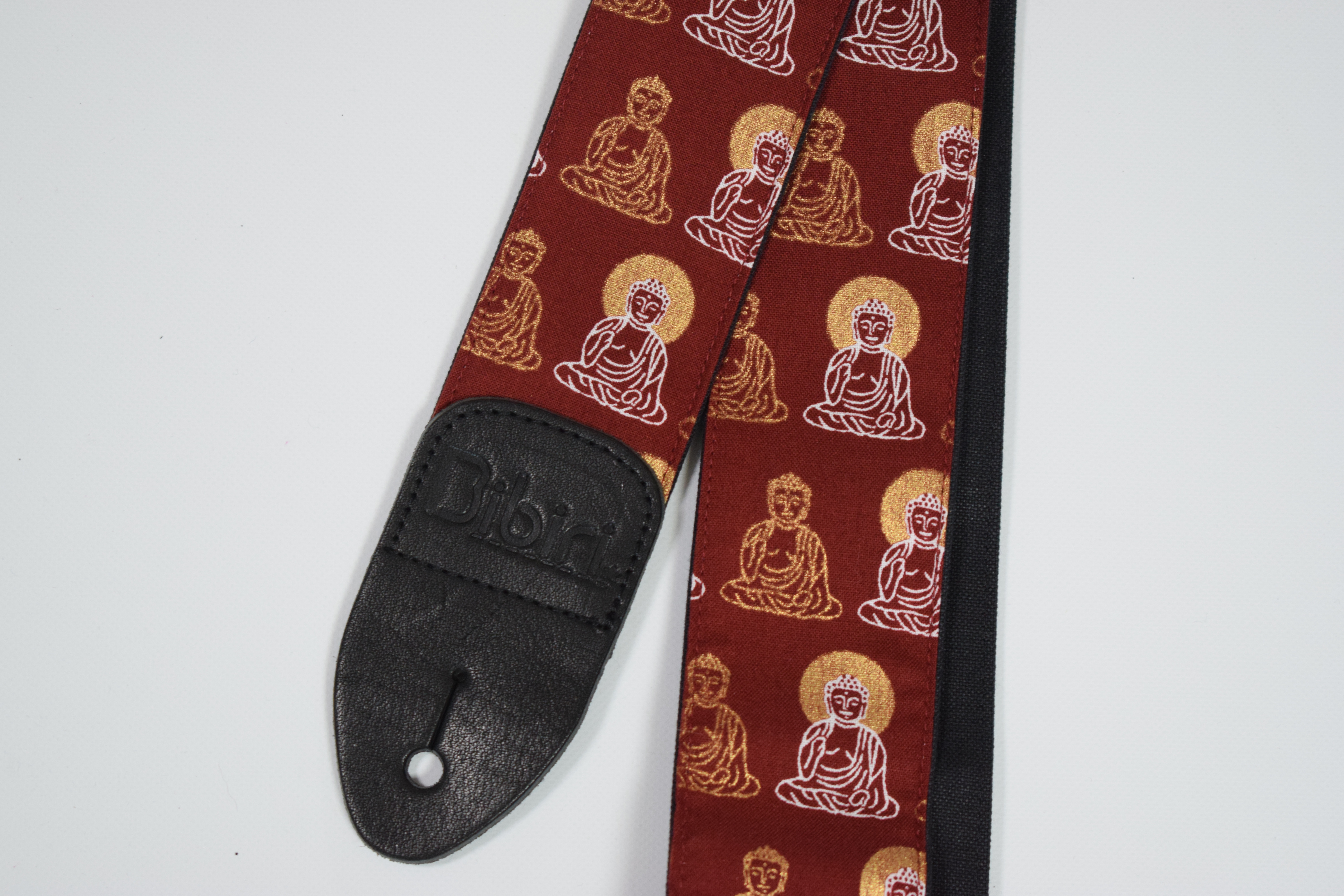 大仏様　帆布ギターストラップ（えんじ）