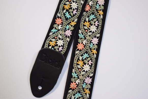 インド刺繍☆花 帆布ギターストラップ ～サンプルです～ 楽器