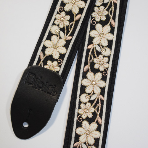 インド刺繍☆フラワーエスニック帆布ギターストラップ ～サンプルです