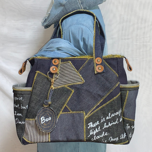 ハンドメイド☆ 岡山デニム♪パッチワーク♪トートバッグ受注製作