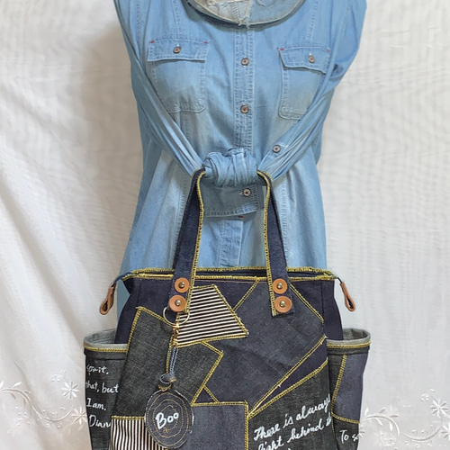 ハンドメイド☆ 岡山デニム♪パッチワーク♪トートバッグ受注製作