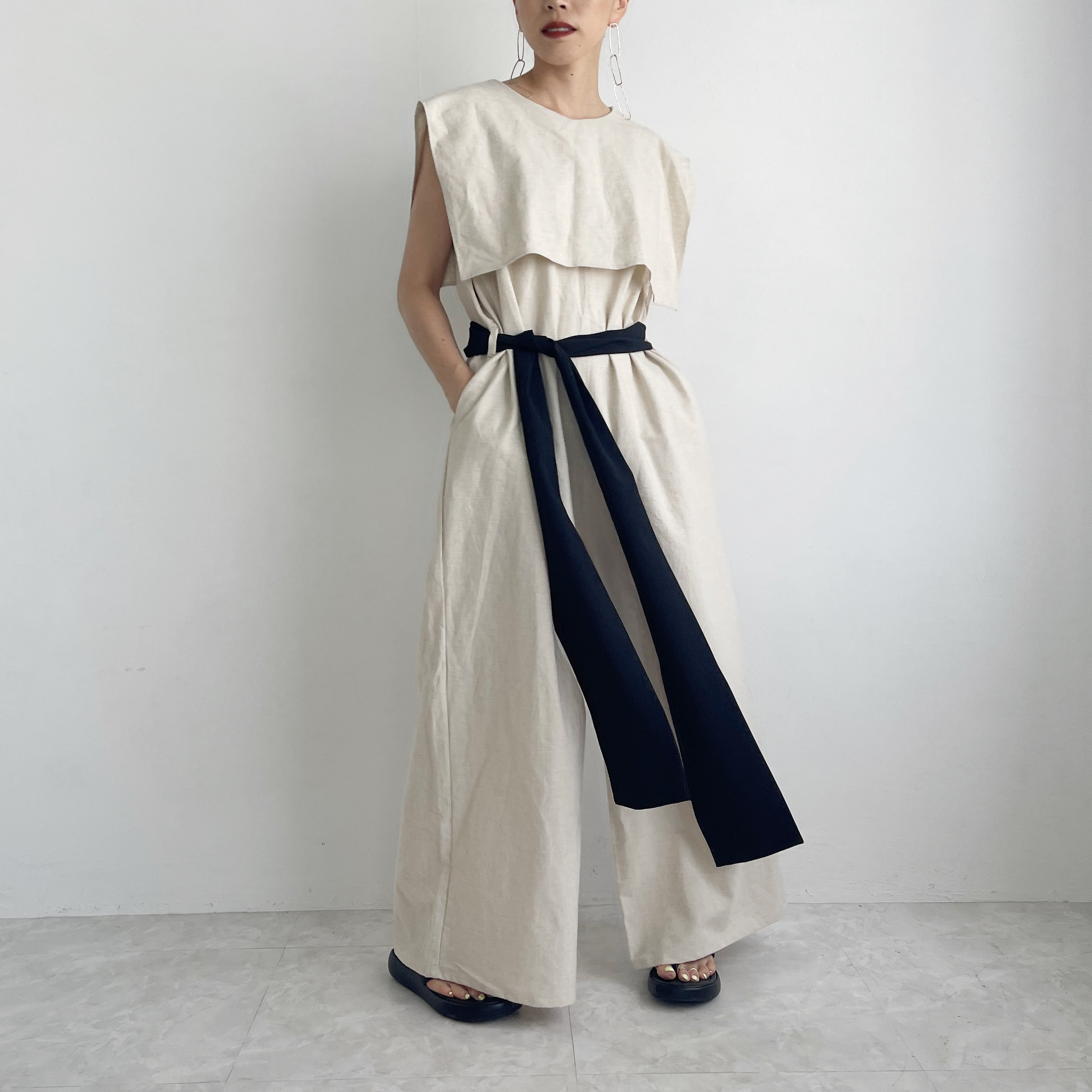 スクエアフラップサロペット(kinari)