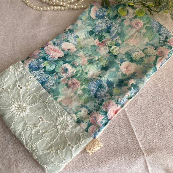 リバティfuwara6重ガーゼハンカチ◇ハムステッドサマー◇グリーン リバティfuwara6重ガーゼハンカチ◇ハムステッドサマー