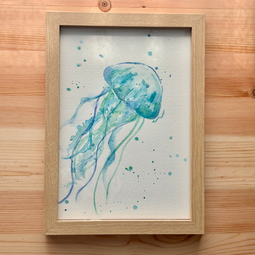 クラゲの絵 クラゲのチョークアート絵画 17×12.5cm - メルカリ