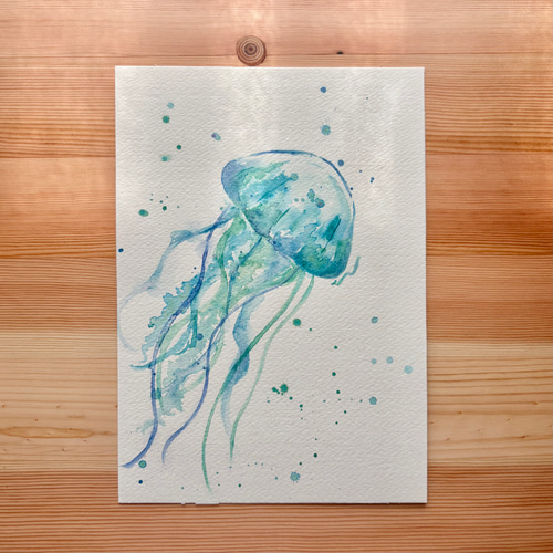 クラゲの絵 How to draw [Jellyfish] with acrylic paint / Easy acrylic