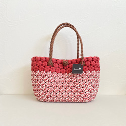 水牛革】手編みメッシュ トートバッグ ラウンドボトム Lサイズ〈3色