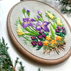 《受注製作》アヤメ＆ルピナス　 Iris sanguinea ＆Lupinus Garden 手刺繍タペストリー 2枚目の画像