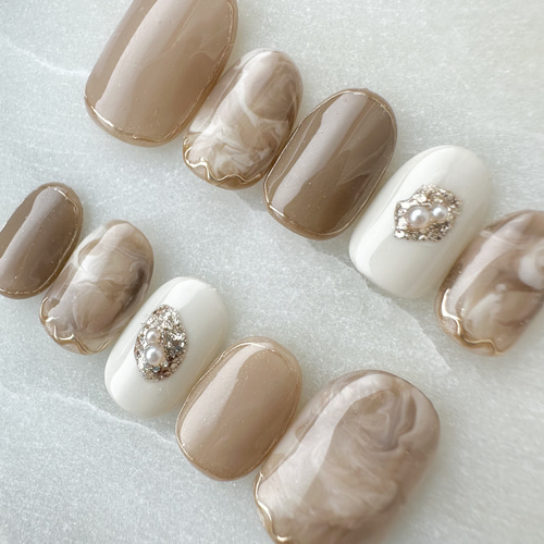 大人上品ネイル/カフェラテネイル/ニュアンスネイル/淡色ネイル ネイル