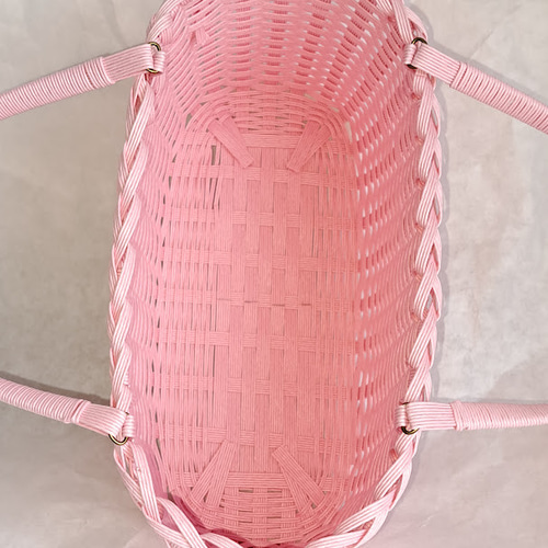 エコクラフト ちかこ様専用ピンク色の家型カゴ かご 大小2点 エコ