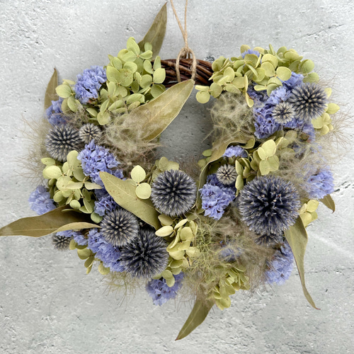 Natural＊ころころミモザとホワイトリース＊ドライフラワーリース