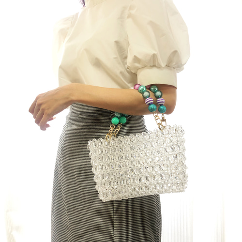 持ち手が替えられる！着せかえビーズバッグ 【pop'n splash】: emerald