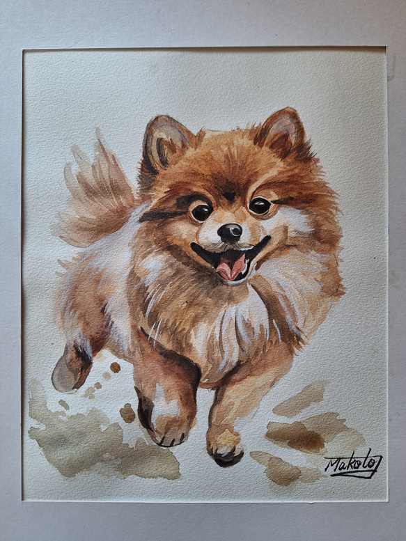 『　静電気　(ポメラニアン)　』　　油絵　原画　手描き 水彩画 ポメラニアン 絵画 makochin 通販 18025186｜Creema