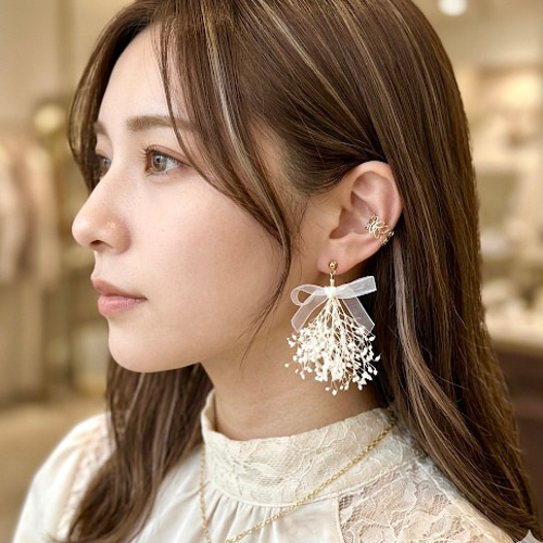 イヤーカフ パールシャワー 結婚式 ブライダル アクセサリー 片耳 両耳