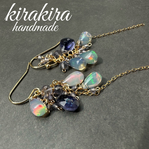 14kgfニュアンスカラーオパールピアス/イヤリング