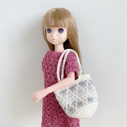 ドール用バッグ ダイヤ柄 グレー 肩掛け アウトフィット ミニチュア