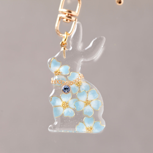 うさぎのレジンキーホルダー❀ネモフィラ【送料無料】 その他