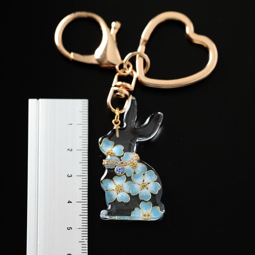 うさぎのレジンキーホルダー❀ネモフィラ【送料無料】 その他