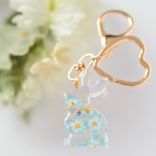 うさぎのレジンキーホルダー❀ネモフィラ【送料無料】 その他