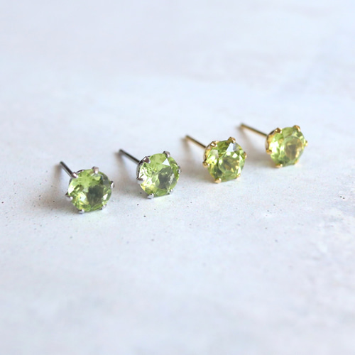 006P③【全12色】ピアス　一粒石　ペリドット　緑　S925　高級感　誕生石 ボディピアス 軟骨ピアス 16g 18g 14g つけっぱなし 誕生石