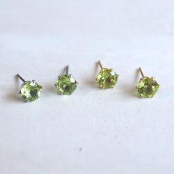 ☆大人気☆8月誕生石【アリゾナ産 大粒ペリドット AAA 6mm】つけっぱなしOK 錆びないサージカルステンレス ピアス 7枚目の画像