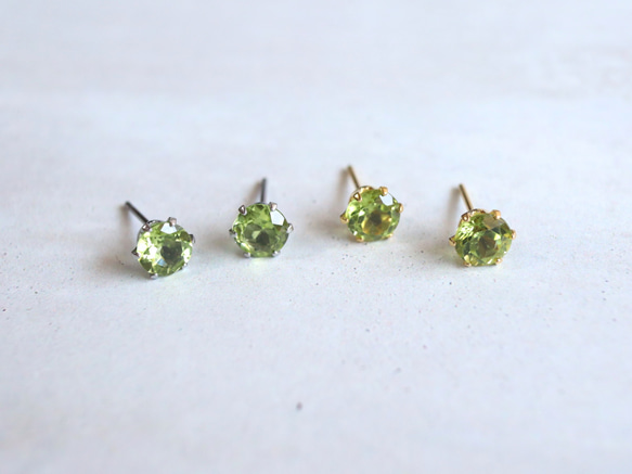 ☆大人気☆8月誕生石【アリゾナ産 大粒ペリドット AAA 6mm】つけっぱなしOK 錆びないサージカルステンレス ピアス 7枚目の画像
