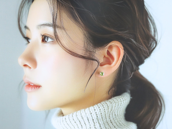 ☆大人気☆8月誕生石【アリゾナ産 大粒ペリドット AAA 6mm】つけっぱなしOK 錆びないサージカルステンレス ピアス 8枚目の画像