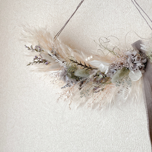 スワッグ　パンパスグラスのガーランド　ドライフラワー　横長スワッグ パンパスグラスのガーランド ドライフラワー 横長スワッグ スワッグ