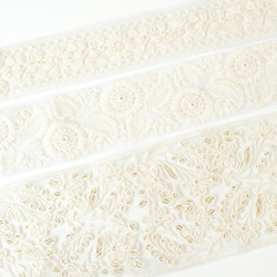 【本日限定】インド刺繍リボン　ロール販売　5本セット　ホワイト系④ 新セット入荷！とっても素敵な刺しゅう！『インド刺繍リボン 約30cm3本