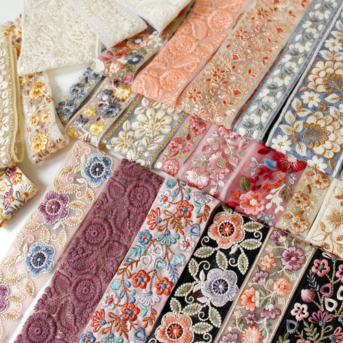 新セット入荷！とっても素敵な刺しゅう！『インド刺繍リボン 約