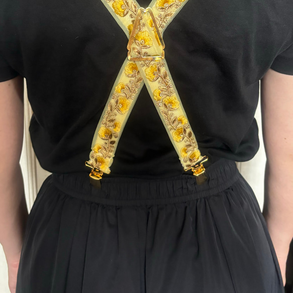 インド刺繍リボンのサスペンダー 調整可能最大100cm その他
