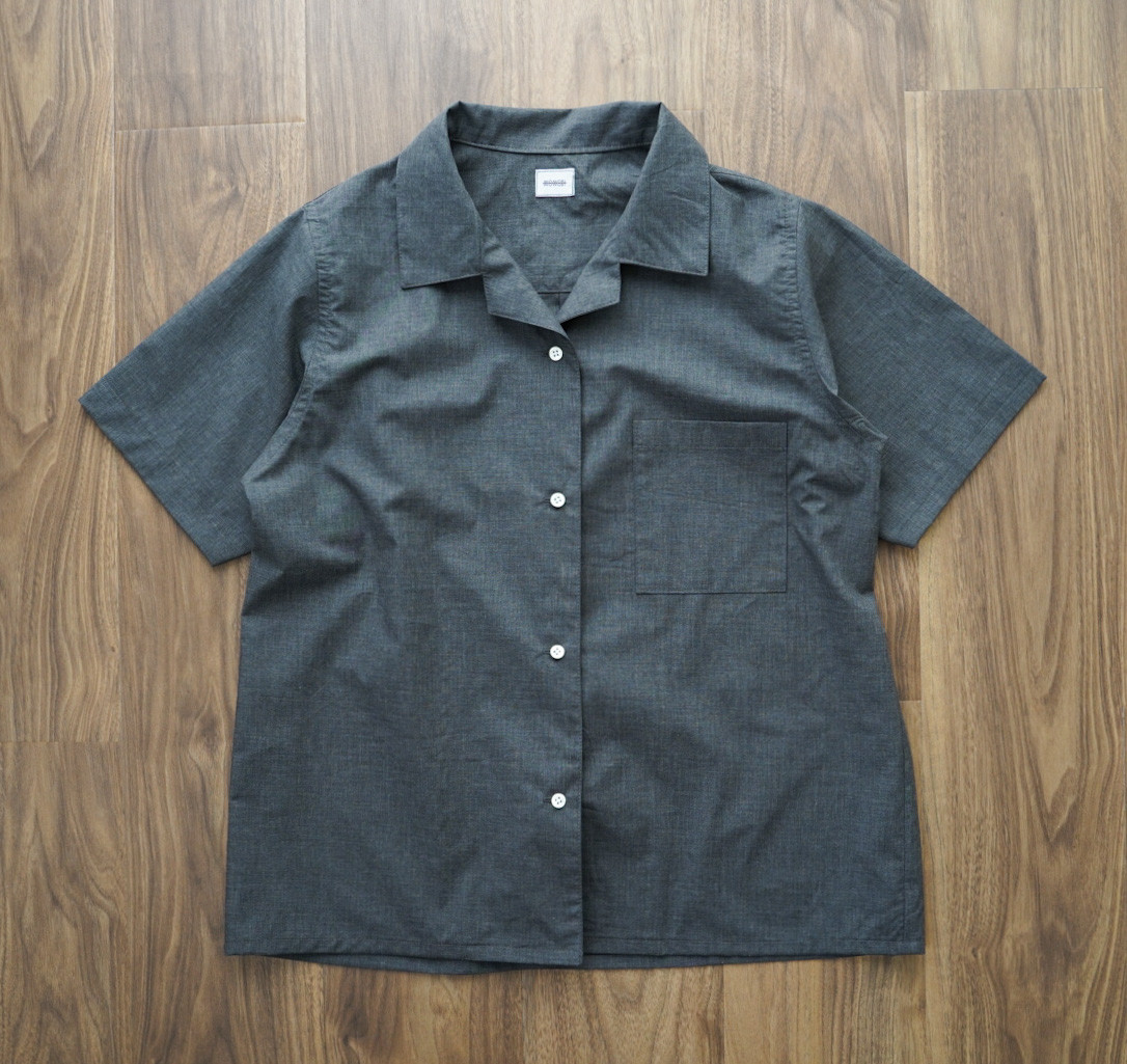 SALE【播州織】杢糸　半袖オープンカラーシャツ