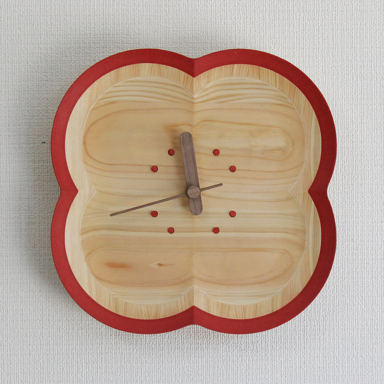 掛け時計 PANSY-hinoki-r 楽しい カラフル デザイン おしゃれ 木製