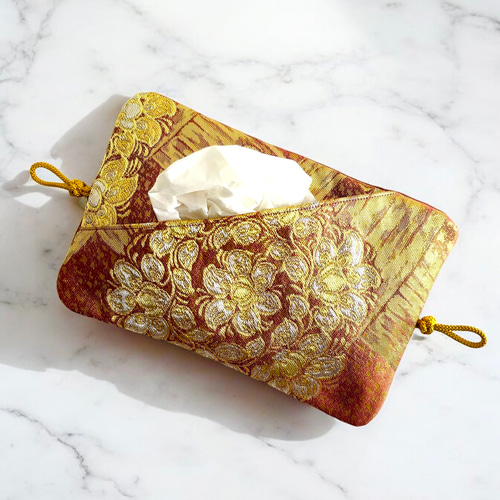 【売却済】金彩正絹袋帯リメイクティッシュケースカバー 売却済】金彩正絹袋帯リメイクティッシュケースカバー