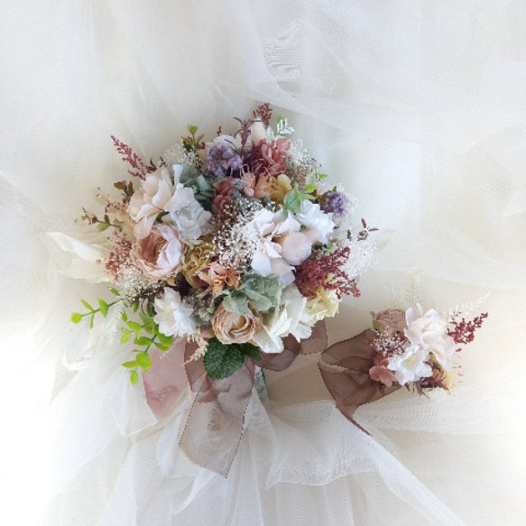 ♡受注対応♡クラッチブーケ ウェディングブーケ専門店リースブーケブートニアヘッドドレスリストレット花冠オーダー承ります 花・木の実・枝葉・果実 R1450397396(11050円)