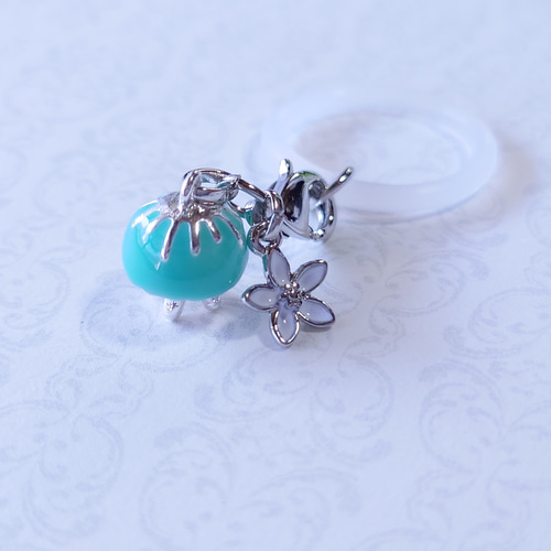 傘マーカー 水色クラゲ✕シルバー レモンの花チャーム付き《アンブレラ