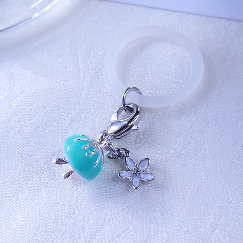 haruharu様 光る✨アンブレラマーカー チャーム クラゲちゃん 傘マーカー 水色クラゲ✕シルバー レモンの花チャーム付き