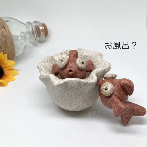 飛び出す！？金魚と金魚鉢」夏のオブジェセット 陶器の置物