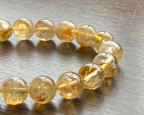 虹入りシトリン黄水晶(約10mm玉)のブレスレット！ ブレスレット