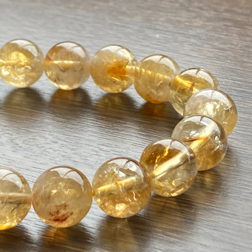 虹入りシトリン黄水晶(約10mm玉)のブレスレット！ ブレスレット