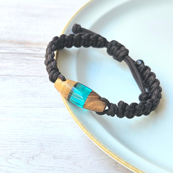 映える夏色ブレスレット【けやき】ウッドレジン  透明感 1枚目の画像