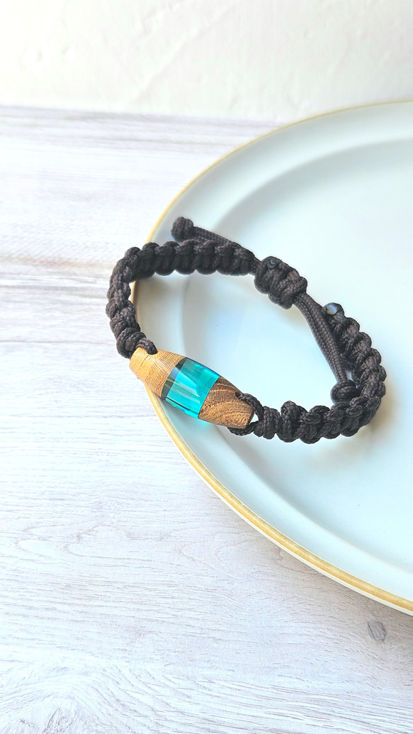 映える夏色ブレスレット【けやき】ウッドレジン  透明感 1枚目の画像