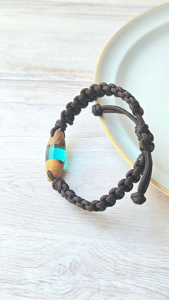 映える夏色ブレスレット【けやき】ウッドレジン  透明感 8枚目の画像